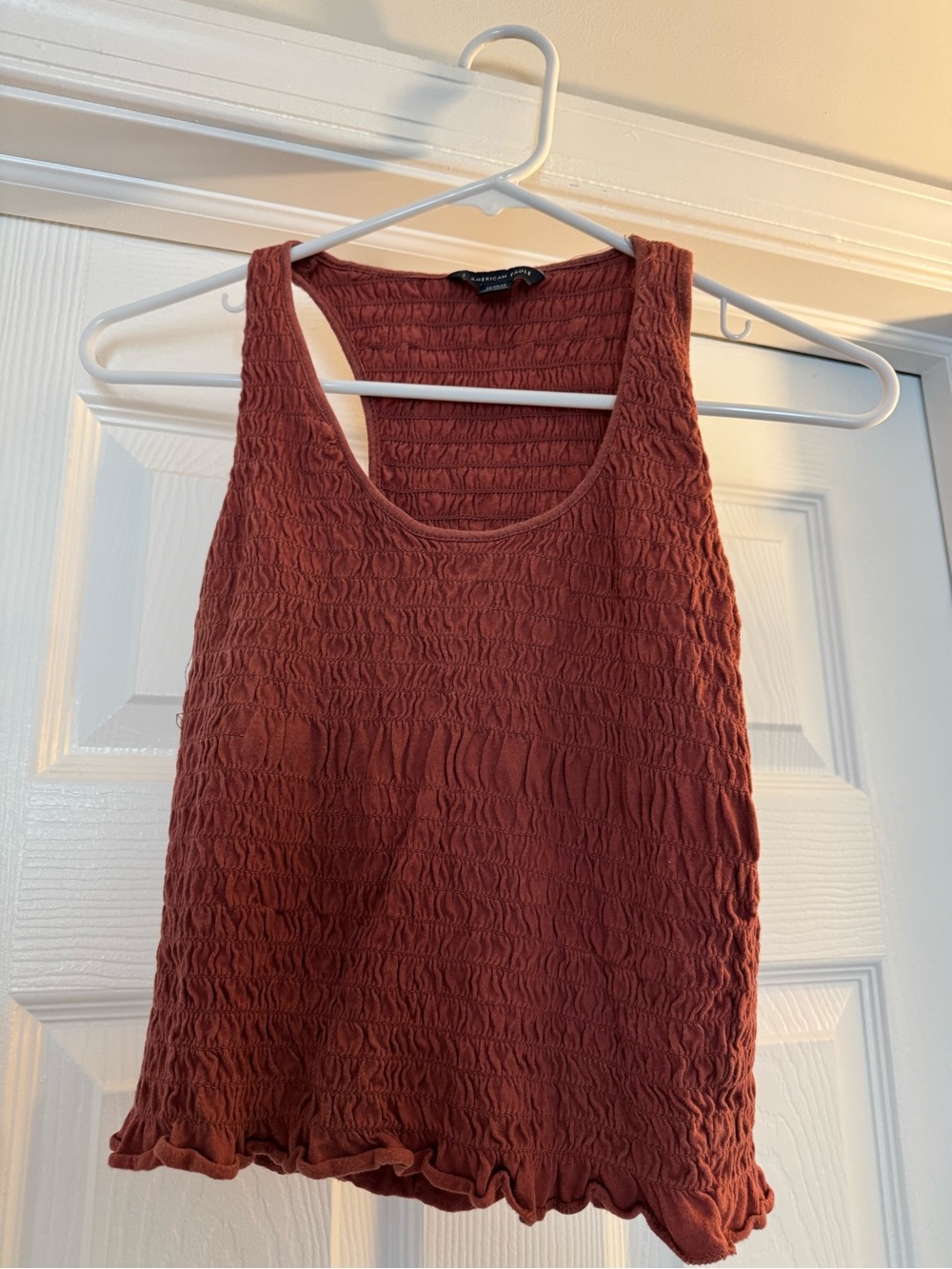 American Eagle Woven Texture Rust Tank Top